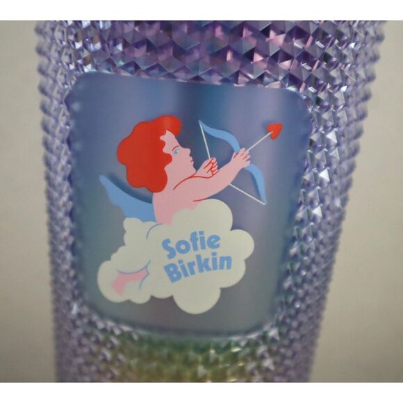 Sofie Birkin + Starbucks Plastic Cold 24 Oz Cup Sparkle/Cupid *Limited Edition - Picture 3 of 10